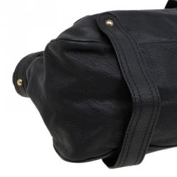 Pre Owned Valentino Black Leather and Crystal Catch Satchel