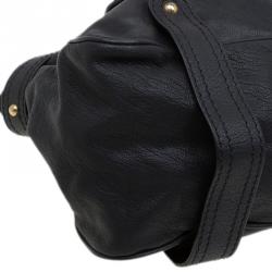 Pre Owned Valentino Black Leather and Crystal Catch Satchel