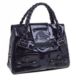 Pre Owned Valentino Purple Patent Leather Histoire Satchel