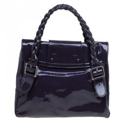Pre Owned Valentino Purple Patent Leather Histoire Satchel