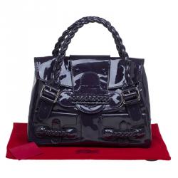 Pre Owned Valentino Purple Patent Leather Histoire Satchel