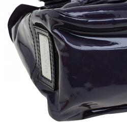 Pre Owned Valentino Purple Patent Leather Histoire Satchel