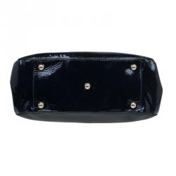 Pre Owned Valentino Black Patent Leather Small Histoire Top Handle Bag