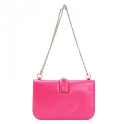 Pre Owned Valentino Pink Leather Rockstud Glam Rock Flap Bag