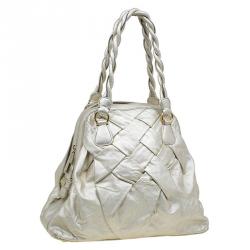 Pre Owned Valentino Gold Nappa Leather Couture Braided Dome Bag