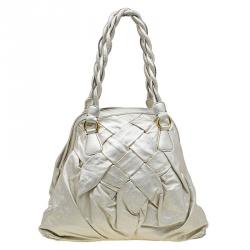 Pre Owned Valentino Gold Nappa Leather Couture Braided Dome Bag