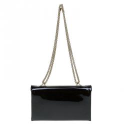 Pre Owned Valentino Black Patent Leather Rockstud Va Va Voom Shoulder Bag