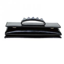 Pre Owned Valentino Black Patent Leather Rockstud Va Va Voom Shoulder Bag