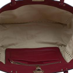 Pre Owned Valentino Burgundy Leather Medium Rockstud Tote