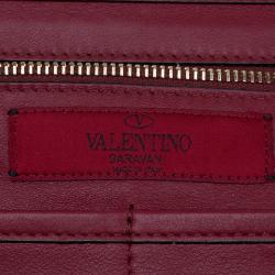 Pre Owned Valentino Burgundy Leather Medium Rockstud Tote