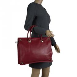 Pre Owned Valentino Burgundy Leather Rockstud Tote