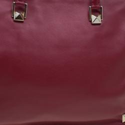 Pre Owned Valentino Burgundy Leather Rockstud Tote