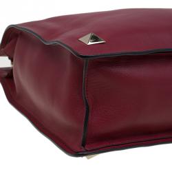 Pre Owned Valentino Burgundy Leather Rockstud Tote