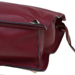 Pre Owned Valentino Burgundy Leather Rockstud Tote