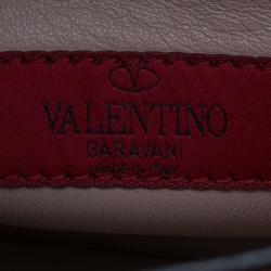 Pre Owned Valentino Burgundy Leather Rockstud Wristlet Clutch