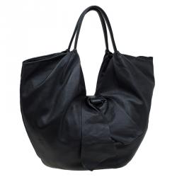Pre Owned Valentino Black Nappa Leather Folie Bow Hobo