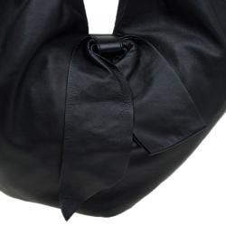 Pre Owned Valentino Black Nappa Leather Folie Bow Hobo