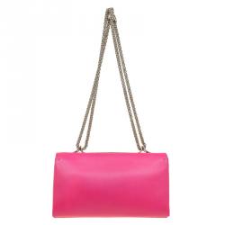 Pre Owned Valentino Pink Leather Jewel Embellished Va Va Voom Shoulder Bag