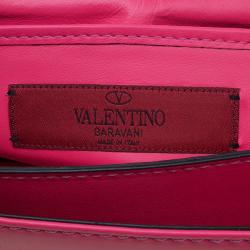 Pre Owned Valentino Pink Leather Jewel Embellished Va Va Voom Shoulder Bag