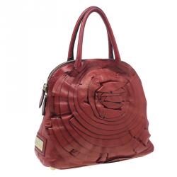 Pre Owned Valentino Red Leather Petale Rose Dome Bag