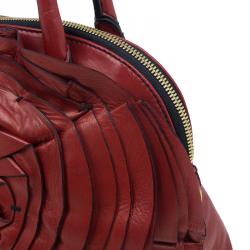 Pre Owned Valentino Red Leather Petale Rose Dome Bag