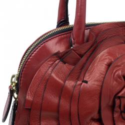 Pre Owned Valentino Red Leather Petale Rose Dome Bag