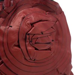 Pre Owned Valentino Red Leather Petale Rose Dome Bag