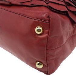 Pre Owned Valentino Red Leather Petale Rose Dome Bag