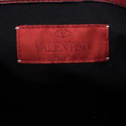 Pre Owned Valentino Red Leather Petale Rose Dome Bag