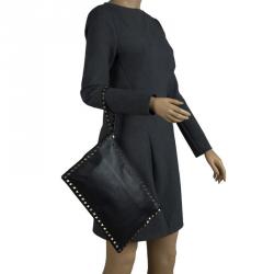 Pre Owned Valentino Black Leather Rockstud Clutch