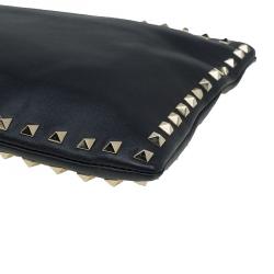 Pre Owned Valentino Black Leather Rockstud Clutch