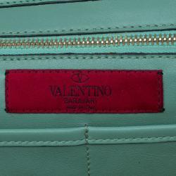 Pre Owned Valentino Light Green Leather Medium Rockstud Tote