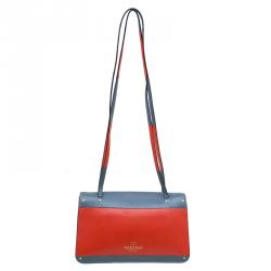 Pre Owned Valentino Two Tone Leather Rivet Shoulder Bag