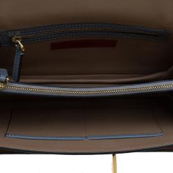 Pre Owned Valentino Two Tone Leather Rivet Shoulder Bag