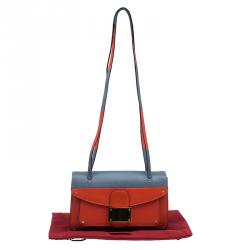 Pre Owned Valentino Two Tone Leather Rivet Shoulder Bag