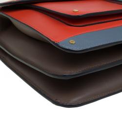 Pre Owned Valentino Two Tone Leather Rivet Shoulder Bag