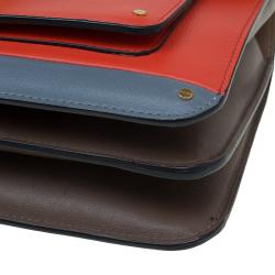 Pre Owned Valentino Two Tone Leather Rivet Shoulder Bag