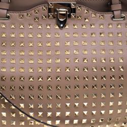 Pre Owned Valentino Beige Leather Medium Studded Rockstud Tote