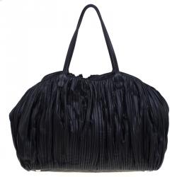 Pre Owned Valentino Black Ruffle Nappa Leather XL Petale Rose Tote