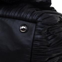 Pre Owned Valentino Black Ruffle Nappa Leather XL Petale Rose Tote