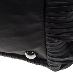 Pre Owned Valentino Black Ruffle Nappa Leather XL Petale Rose Tote