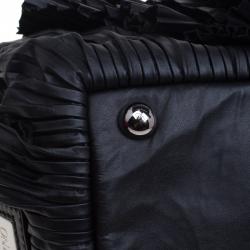 Pre Owned Valentino Black Ruffle Nappa Leather XL Petale Rose Tote