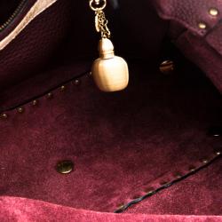 Pre Owned Valentino Burgundy Leather Medium Rockstud Tote
