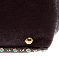 Pre Owned Valentino Burgundy Leather Medium Rockstud Tote