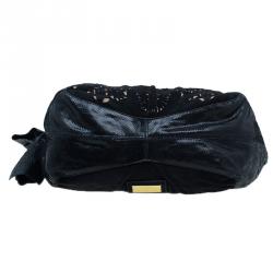 Pre Owned Valentino Black Suede and Python Nuage Bow Tote