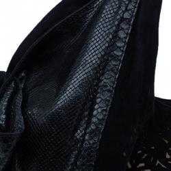 Pre Owned Valentino Black Suede and Python Nuage Bow Tote