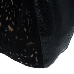 Pre Owned Valentino Black Suede and Python Nuage Bow Tote