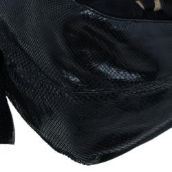 Pre Owned Valentino Black Suede and Python Nuage Bow Tote