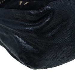 Pre Owned Valentino Black Suede and Python Nuage Bow Tote