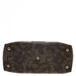 Pre Owned Valentino Beige Lace Print PVC Shoulder Bag